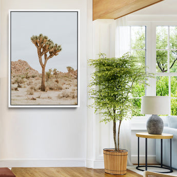 80210318-MGV-FC-24X36-Joshua Tree Wall Art Canvas Print, Framed Desert Minimalism Art Picture Print, Neutral Earth Tones Perfect Southwestern Minimalist