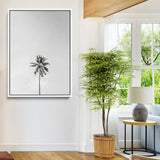 67263674-MGV-FC-24X36-Lone Palm Tree Wall Art Canvas Print, Framed Minimalist Tropical Art Picture Print, Monochrome Beach Perfect Modern Coastal