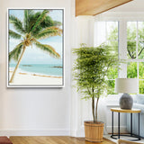 83804429-MGV-FC-24X36-Palm Tree Wall Art Canvas Print, Framed Tropical Beach Art Picture Print, Soft Sand Perfect Tropical Coastal Decor Artwork