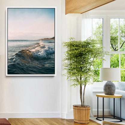 65283502-MGV-FC-24X36-Ocean Waves Wall Art Canvas Print, Framed Coastal Serenity Art Picture Print, Golden Hour Perfect Modern Coastal Decor Artwork