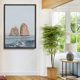 23148844-MGV-CV-24X36-Faraglioni Capri Wall Art Canvas Print, Framed Serene Ocean Art Picture Print, Mediterranean Coastal Perfect Mediterranean