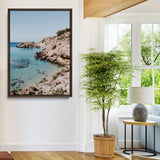 97854283-MGV-CV-24X36-Turquoise Cove Wall Art Canvas Print, Framed Ibiza Beach Art Picture Print, Mediterranean Shore Perfect Boho Coastal Decor Artwork