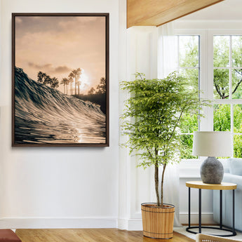 50270635-MGV-CV-24X36-Golden Hour Ocean Wall Art Canvas Print, Framed Beach Sunset Art Picture Print, Palm Trees Perfect Tropical Coastal Decor Artwork