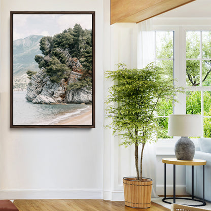 28003346-MGV-CV-24X36-Beach Trees Wall Art Canvas Print, Framed Earthy Beachside Art Picture Print, Beachside Nature Perfect Rustic Coastal Decor