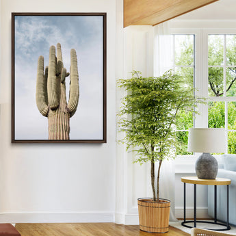 44868276-MGV-CV-24X36-Saguaro Cactus Wall Art Canvas Print, Framed Earthy Desert Art Picture Print, Warm Botanical Perfect Southwestern Boho Decor