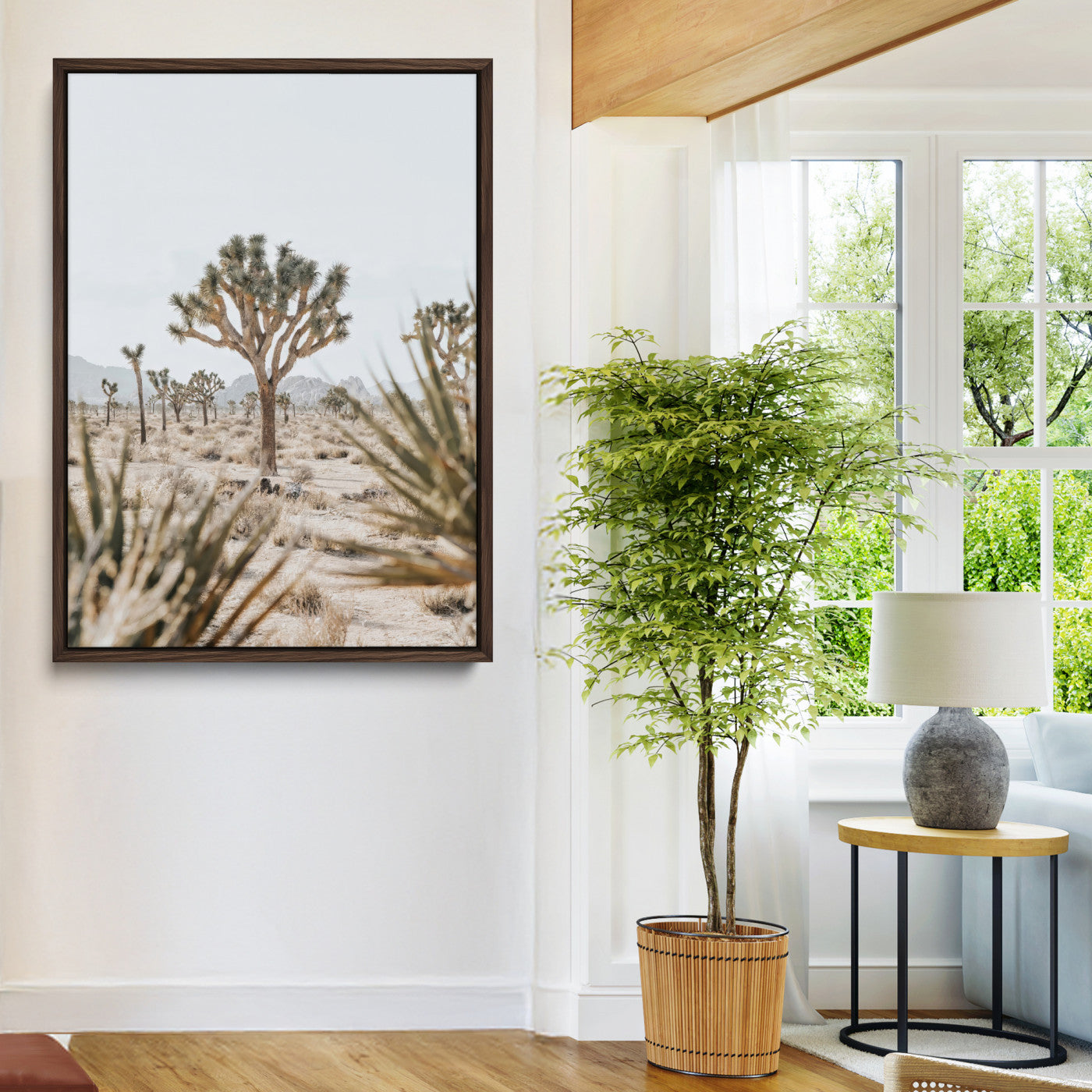 24058625-MGV-CV-24X36-Joshua Tree Wall Art Canvas Print, Framed Earthy Desert Art Picture Print, Neutral Desert Perfect Southwestern Minimalist Decor