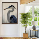 60171823-MGV-CV-24X36-Blue Heron Wall Art Canvas Print, Framed Coastal Bird Theme Art Picture Print, Minimalist Wildlife Perfect Coastal Minimalist