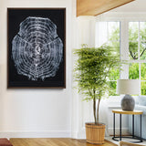 67859667-MGV-CV-24X36-Tree Ring Wall Art Wall Art Canvas Print, Framed Wood Slice Canvas Art Picture Print, Monochrome Nature Decor Perfect Modern