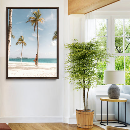 27750035-MGV-CV-24X36-Tropical Beach Scene Wall Art Canvas Print, Framed Palm Tree Photography Art Picture Print, Island Paradise Decor Perfect Coastal