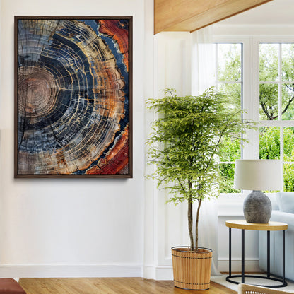 36357958-MGV-CV-24X36-Tree Ring Texture Wall Art Canvas Print, Framed Rustic Wood Decor Art Picture Print, Timber Wall Accent Perfect Rustic Farmhouse