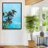 62885569-MGV-CV-24X36-Palm Trees Wall Art Canvas Print, Framed Tropical Vibes Art Picture Print, Blue Sky Perfect Coastal Boho Decor Artwork