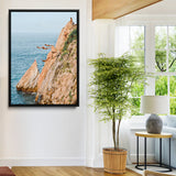 74527880-MGV-FC-24X36-Cliff Divers Wall Art Canvas Print, Framed Ocean Adventure Art Picture Print, Coastal Movement Perfect Adventurous Coastal Decor