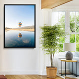 98091684-MGV-FC-24X36-Hot Air Balloon Wall Art Canvas Print, Framed Flight Reflection Art Picture Print, Peaceful Lakeside Perfect Modern Minimalist