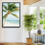 83804429-MGV-FC-24X36-Palm Tree Wall Art Canvas Print, Framed Tropical Beach Art Picture Print, Soft Sand Perfect Tropical Coastal Decor Artwork