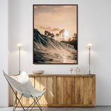 50270635-MGV-FC-24X36-Golden Hour Ocean Wall Art Canvas Print, Framed Beach Sunset Art Picture Print, Palm Trees Perfect Tropical Coastal Decor Artwork