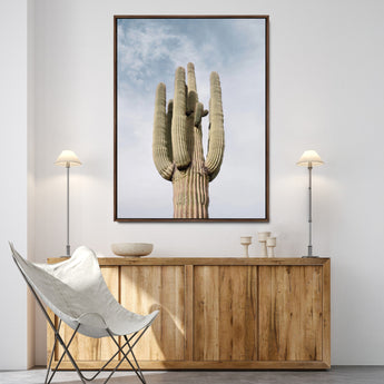 44868276-MGV-FC-24X36-Saguaro Cactus Wall Art Canvas Print, Framed Earthy Desert Art Picture Print, Warm Botanical Perfect Southwestern Boho Decor