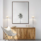 67263674-MGV-FC-24X36-Lone Palm Tree Wall Art Canvas Print, Framed Minimalist Tropical Art Picture Print, Monochrome Beach Perfect Modern Coastal