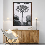 60628080-MGV-FC-24X36-Bold Tree Silhouette Wall Art Canvas Print, Framed Sculptural Tree Shape Art Picture Print, Desert Tree Perfect Modern Desert