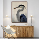 60171823-MGV-FC-24X36-Blue Heron Wall Art Canvas Print, Framed Coastal Bird Theme Art Picture Print, Minimalist Wildlife Perfect Coastal Minimalist
