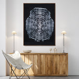 67859667-MGV-FC-24X36-Tree Ring Wall Art Wall Art Canvas Print, Framed Wood Slice Canvas Art Picture Print, Monochrome Nature Decor Perfect Modern