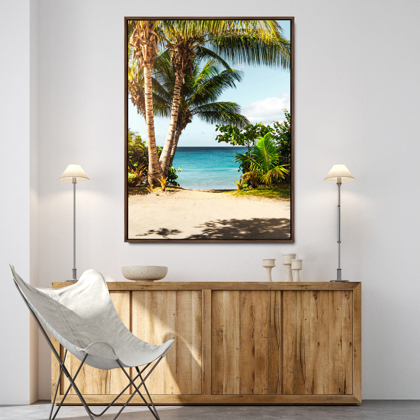 10046923-MGV-FC-24X36-Palm Tree Canvas Wall Art Canvas Print, Framed Coastal Wall Art Art Picture Print, Island Wall Decor Perfect Coastal Tropical