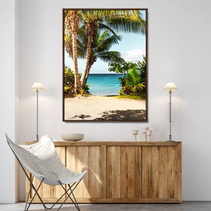 10046923-MGV-FC-24X36-Palm Tree Canvas Wall Art Canvas Print, Framed Coastal Wall Art Art Picture Print, Island Wall Decor Perfect Coastal Tropical