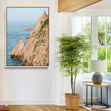 74527880-MGV-CV-24X36-Cliff Divers Wall Art Canvas Print, Framed Ocean Adventure Art Picture Print, Coastal Movement Perfect Adventurous Coastal Decor