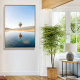 98091684-MGV-CV-24X36-Hot Air Balloon Wall Art Canvas Print, Framed Flight Reflection Art Picture Print, Peaceful Lakeside Perfect Modern Minimalist