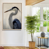 60171823-MGV-CV-24X36-Blue Heron Wall Art Canvas Print, Framed Coastal Bird Theme Art Picture Print, Minimalist Wildlife Perfect Coastal Minimalist