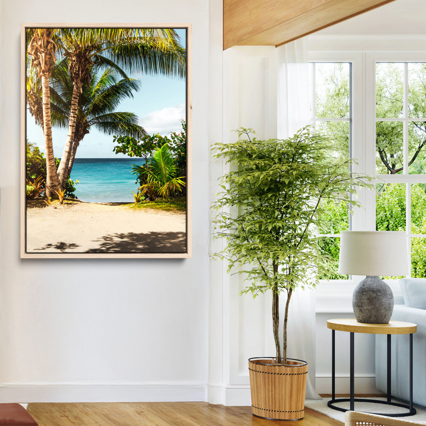 10046923-MGV-CV-24X36-Palm Tree Canvas Wall Art Canvas Print, Framed Coastal Wall Art Art Picture Print, Island Wall Decor Perfect Coastal Tropical