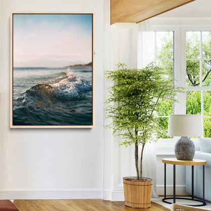 65283502-MGV-CV-24X36-Ocean Waves Wall Art Canvas Print, Framed Coastal Serenity Art Picture Print, Golden Hour Perfect Modern Coastal Decor Artwork