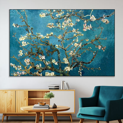 91714-MGV-CV-36X24-Almond Blossoms Wall Art – Handcrafted Van Gogh Inspired Floral Canvas Print, Beautiful Nature Decor for Living Room, Bedroom, or