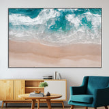 39236-MGV-CV-36X24-Ocean Beach Wall Art – Aerial View of Waves and Sand Canvas Print, Coastal Home Decor for Living Room, Bedroom, Office or Beach