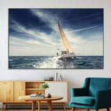 75430-MGV-CV-36X24-Sailing Boat Wall Art – Dynamic Ocean Yacht Canvas Print, Nautical Decor for Living Room, Office, Beach House or Cabin