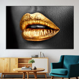 84747-MGV-CV-36X24-Golden Lips Black & White Portrait – Glamorous Metallic Lip Art Print, Modern Wall Decor for Bedroom, Beauty & Fashion Lover Gift