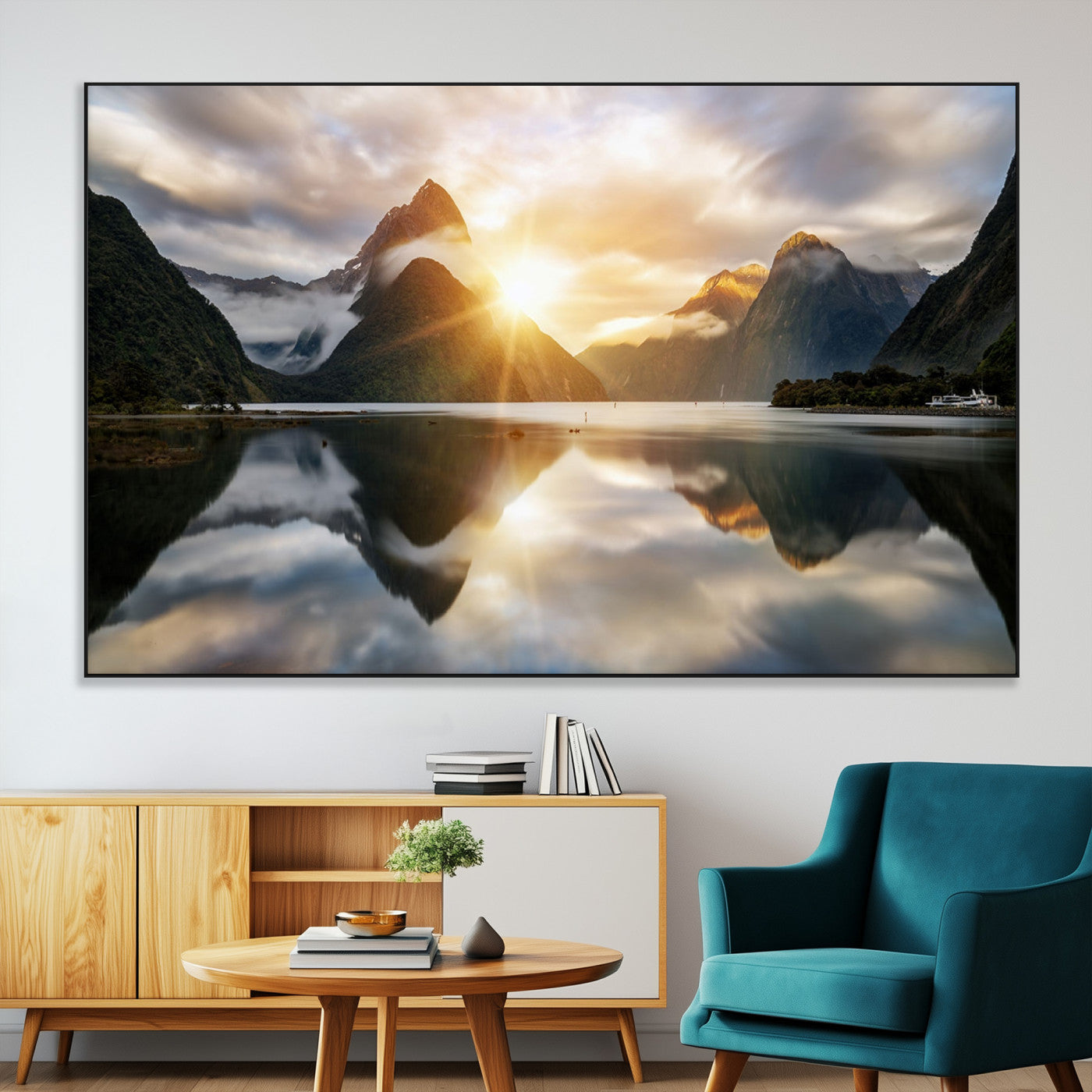 78842-MGV-CV-36X24-Sunrise Mountain Reflection Wall Art – Stunning Nature Landscape Canvas Print for Home, Office, Living Room or Relaxing Space