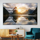 78842-MGV-CV-36X24-Sunrise Mountain Reflection Wall Art – Stunning Nature Landscape Canvas Print for Home, Office, Living Room or Relaxing Space