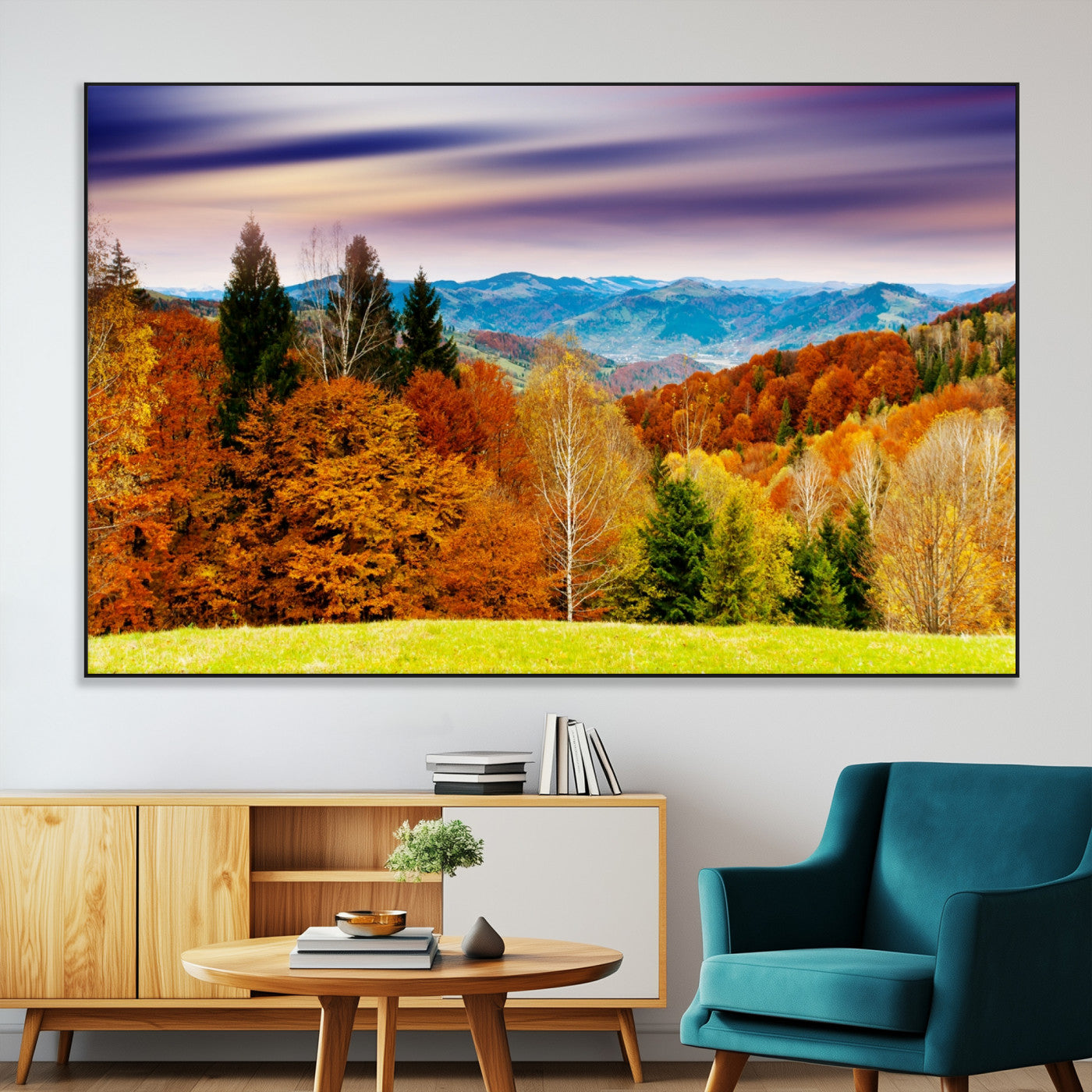 58007-MGV-CV-36X24-Autumn Mountain Landscape Wall Art – Stunning Fall Forest Canvas Print, Cozy Nature Decor for Home or Office