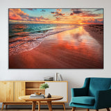 77723-MGV-CV-36X24-Sunset Beach Wall Art – Vibrant Ocean Canvas Print, Coastal Landscape Decor for Living Room, Bedroom or Office, Relaxing Tropical