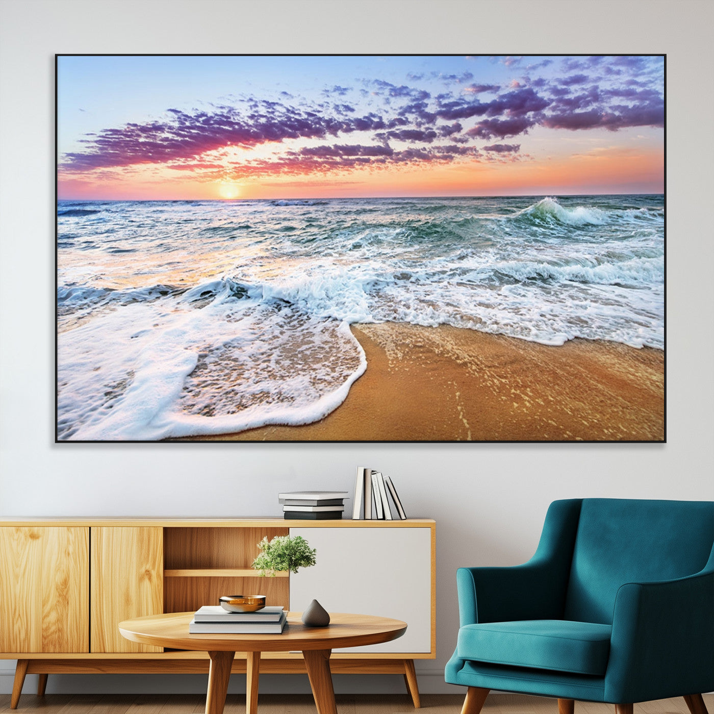 44120-MGV-CV-36X24-Ocean Sunset Wall Art – Beach Landscape Canvas Print, Serene Coastal Decor for Living Room, Office or Bedroom