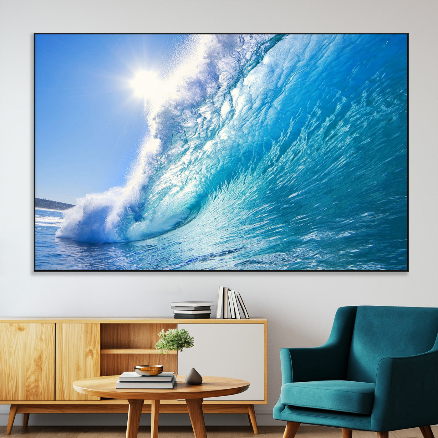 37494-SEG-FC-51X34_Oversize-Ocean Wave Canvas Art – Stunning Blue Wave Photography, Coastal Wall Decor for Living Room, Bedroom or Office