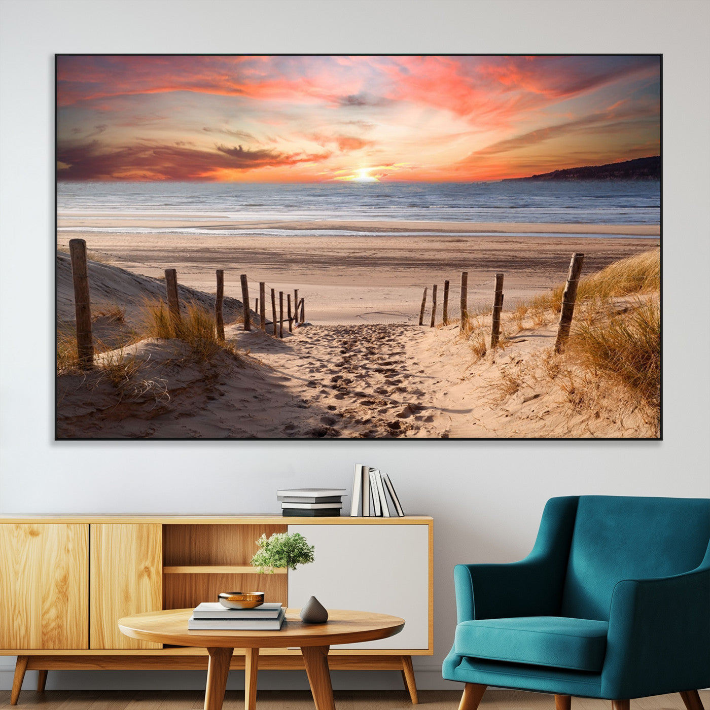 78111-SEG-FC-51X34_Oversize-Sunset Pathway Wall Art – Panoramic Coastal Canvas Print, Tranquil Beach Decor for Living Room, Office or Bedroom