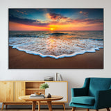 16110-SEG-FC-51X34_Oversize-Ocean Sunset Wall Art – Vibrant Beach Waves and Horizon Canvas Print, Relaxing Coastal Seascape Decor for Living Room or Bedroom