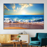 50522-SEG-FC-51X34_Oversize-Ocean Sunrise Wall Art – Peaceful Beach Waves and Golden Horizon Canvas Print, Coastal Seascape Decor for Home or Office