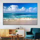 60364-SEG-FC-51X34_Oversize-Tropical Ocean Wave Wall Art – Serene Blue Sea and White Sand Beach Canvas Print, Coastal Landscape Decor for Living Room, Bedroom