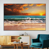 72948-SEG-FC-51X34_Oversize-Ocean Sunset Wave Wall Art – Dramatic Seascape Canvas Print with Golden Sky and Crashing Waves, Coastal Beach Decor for Living
