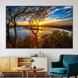71863-MGV-CV-36X24-Lake Sunset Wall Art – Scenic Nature Canvas Print with Trees and Golden Sky, Serene Landscape Decor for Living Room, Bedroom or