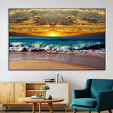 83389-SEG-FC-51X34_Oversize-Ocean Sunrise Wall Art – Vibrant Beach Waves Canvas Print, Coastal Seascape Decor for Living Room or Office