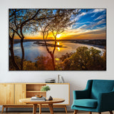 66839-SEG-FC-51X34_Oversize-Lake Sunset Wall Art – Golden Hour Canvas Print with Trees and Water Reflection, Scenic Landscape Photography for Living Room,