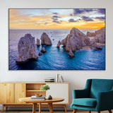72955-SEG-FC-51X34_Oversize-Ocean Rock Formation Wall Art – Sunset Coastal Seascape Print, Beach Landscape Decor for Living Room or Office